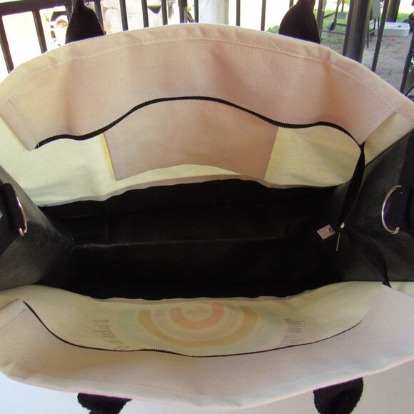 OASSIE Teacher Appreciation Gifts Colorful Rainbow Canvas Tote Bag With Zipper - Picture 4 of 10